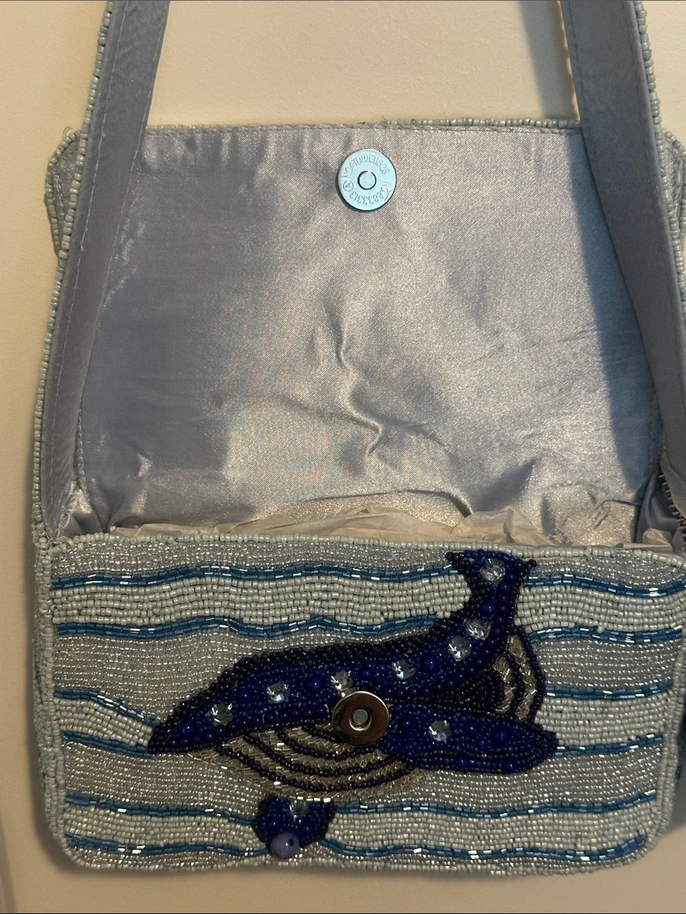NEW RELEASE Made In India Beaded Blue Whale Bag With Charm NWT
